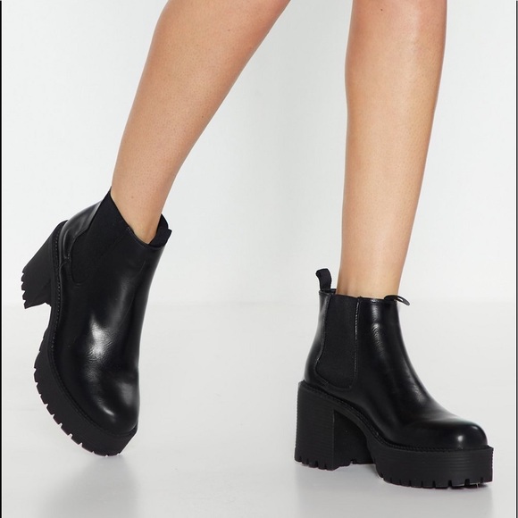 (NEW) High Platform Chelsea Boots Black - Picture 3 of 4